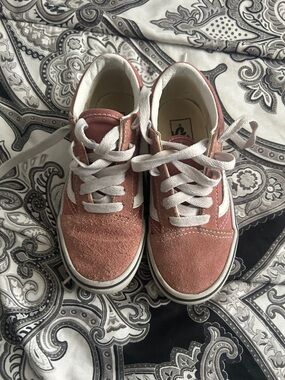 Vans Kids Pink Suede and White Lace-Up Sneakers